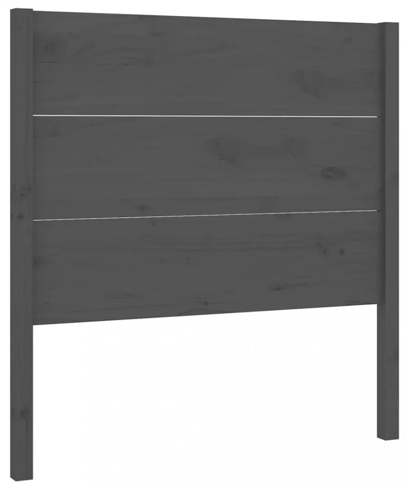 szürke tömör fenyőfa fejtámla 96 x 4 x 100 cm