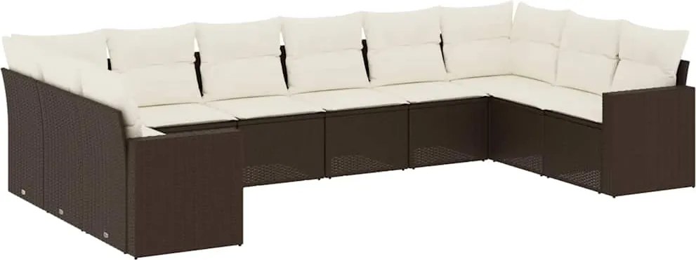 vidaXL 10 részes barna polyrattan kerti ülőgarnitúra párnákkal
