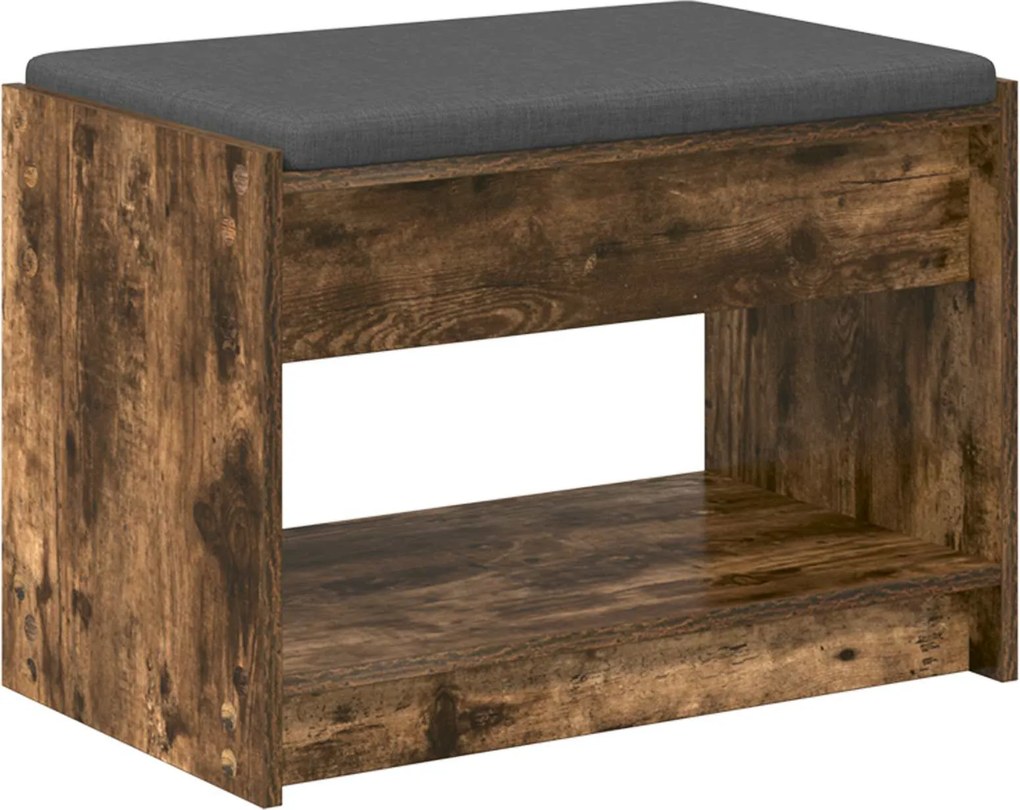 vidaXL Előtér pad Füstölt Tölgy 63 x 38 x 45 cm Műanyag Fa és Szövet