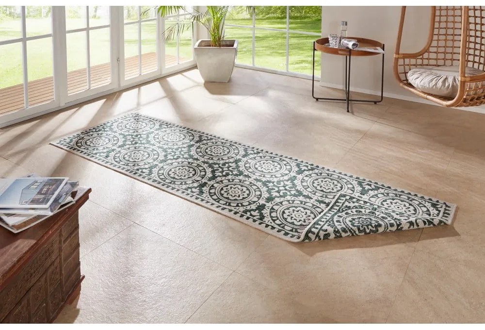 Jardin zöld-krémszínű kültéri szőnyeg, 80 x 250 cm - NORTHRUGS
