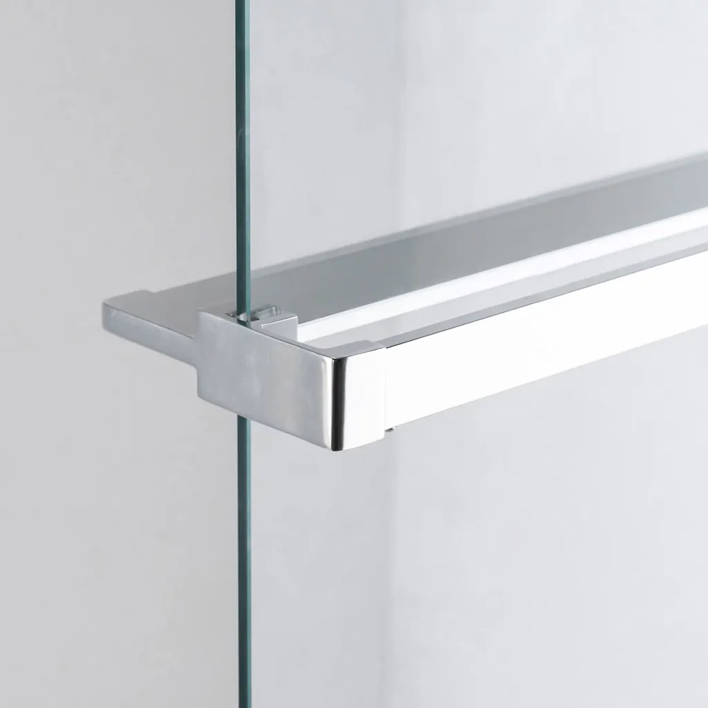 Stuxi Milano Kombi Plus 1 Walk-in zuhanyfal, 100x100 cm, 8 mm vastag vízlepergető biztonsági üveggel, polccal és törölközőtartóval