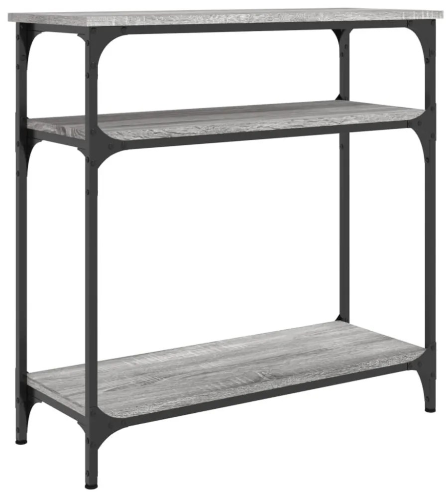 szürke sonoma színű szerelt fa konzolasztal 75 x 29 x 75 cm