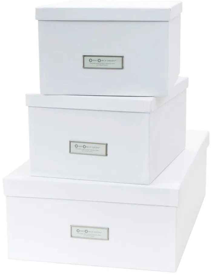 Inge 3 db-os fehér tárolódoboz szett - Bigso Box of Sweden