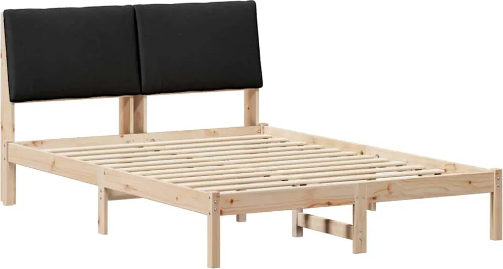 vidaXL Ágykeret fejtámlával Barna és fekete 160 x 200 cm Tömör fenyőfa