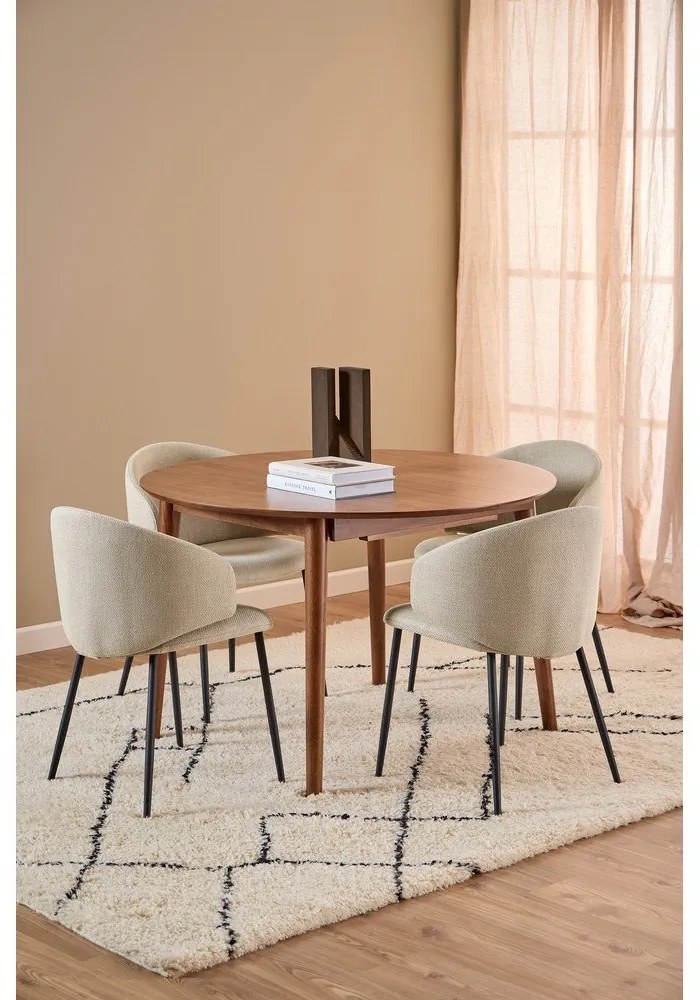 Kerek bővíthető étkezőasztal hosszabbító asztallappal, diófa dekorral ø 115 cm Montreux – Actona