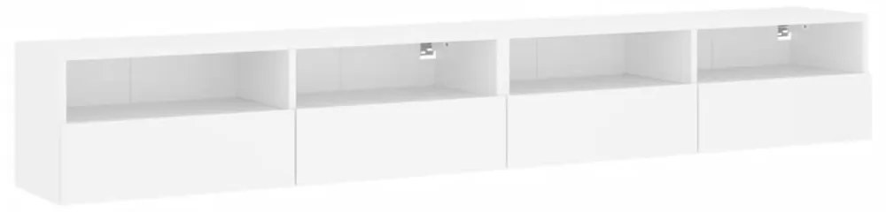 2 db fehér szerelt fa fali TV-szekrény 100 x 30 x 30 cm