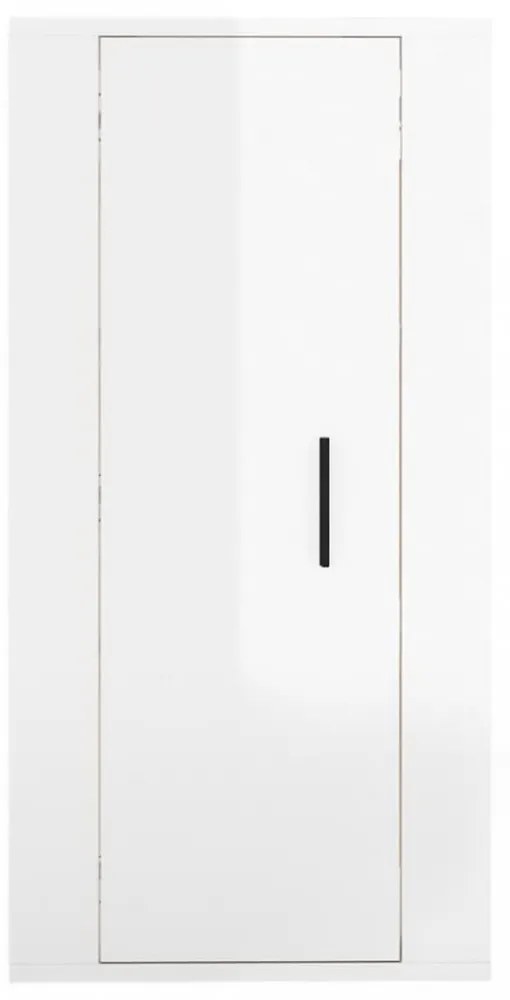 magasfényű fehér fali TV-szekrény 40x34,5x80 cm