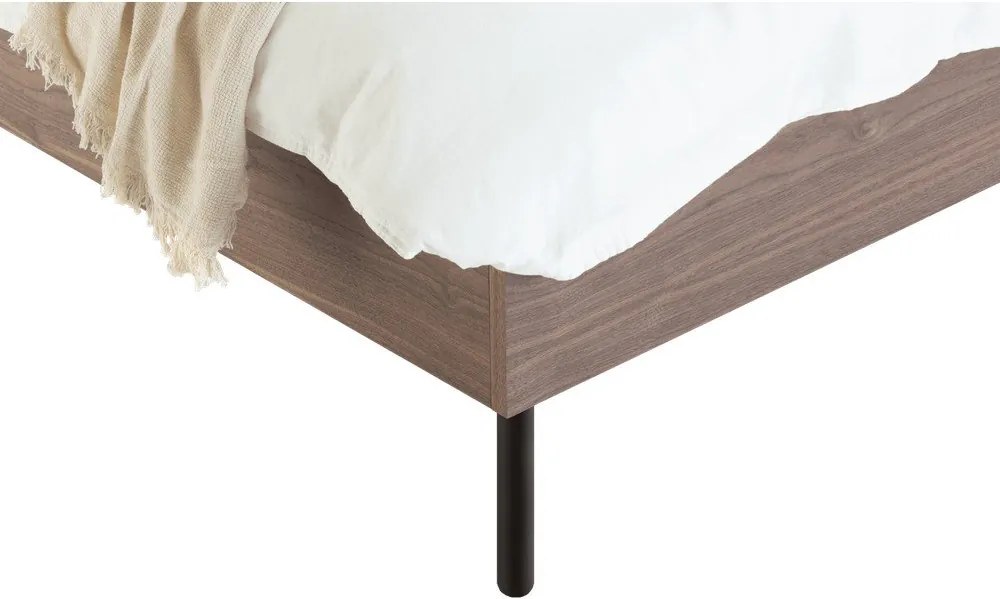 Sötét natúr színű forgácslemez franciaágy ágytámla nélkül ágyráccsal 180x200 cm diófa dekorral Streiko – noo.ma