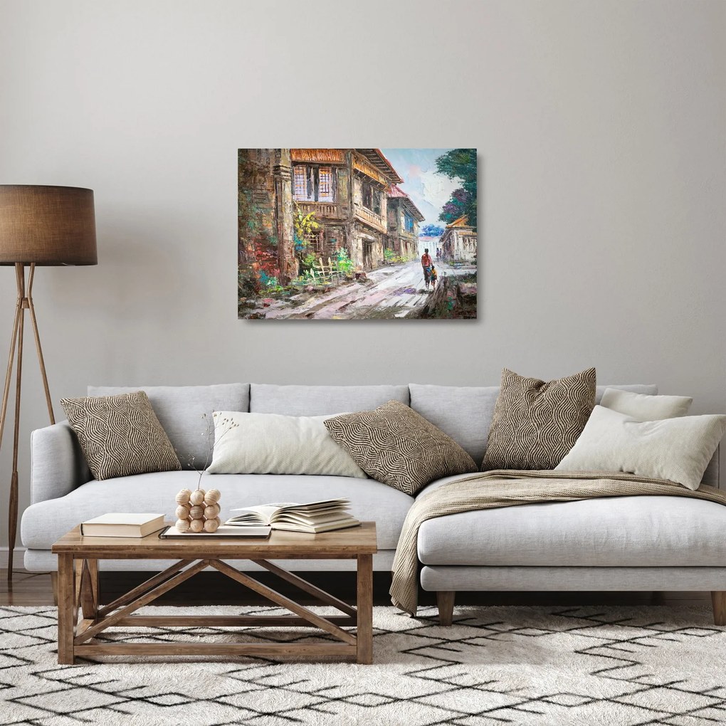 Fülöp-szigeteki falu képe, Ázsia (üvegen) (70x50 cm)