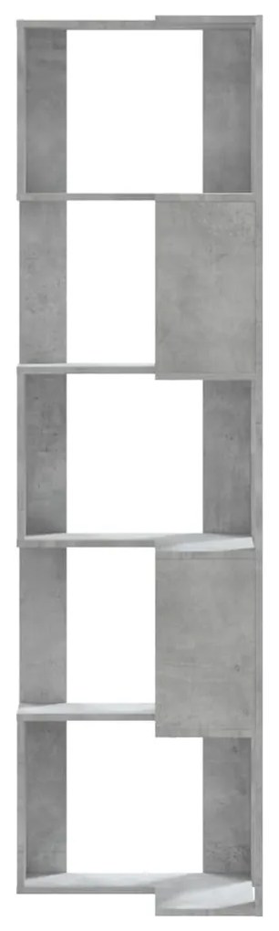 5 szintes betonszürke szerelt fa sarok könyvespolc 50x50x179 cm