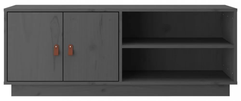 szürke tömör fenyőfa TV-szekrény 105x34x40 cm