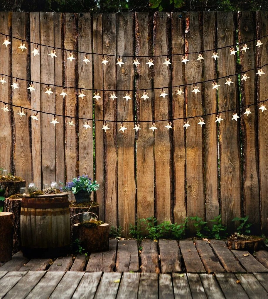 DecoKing Karácsonyi fényfüzér Csillagok melegfehér, 100 LED