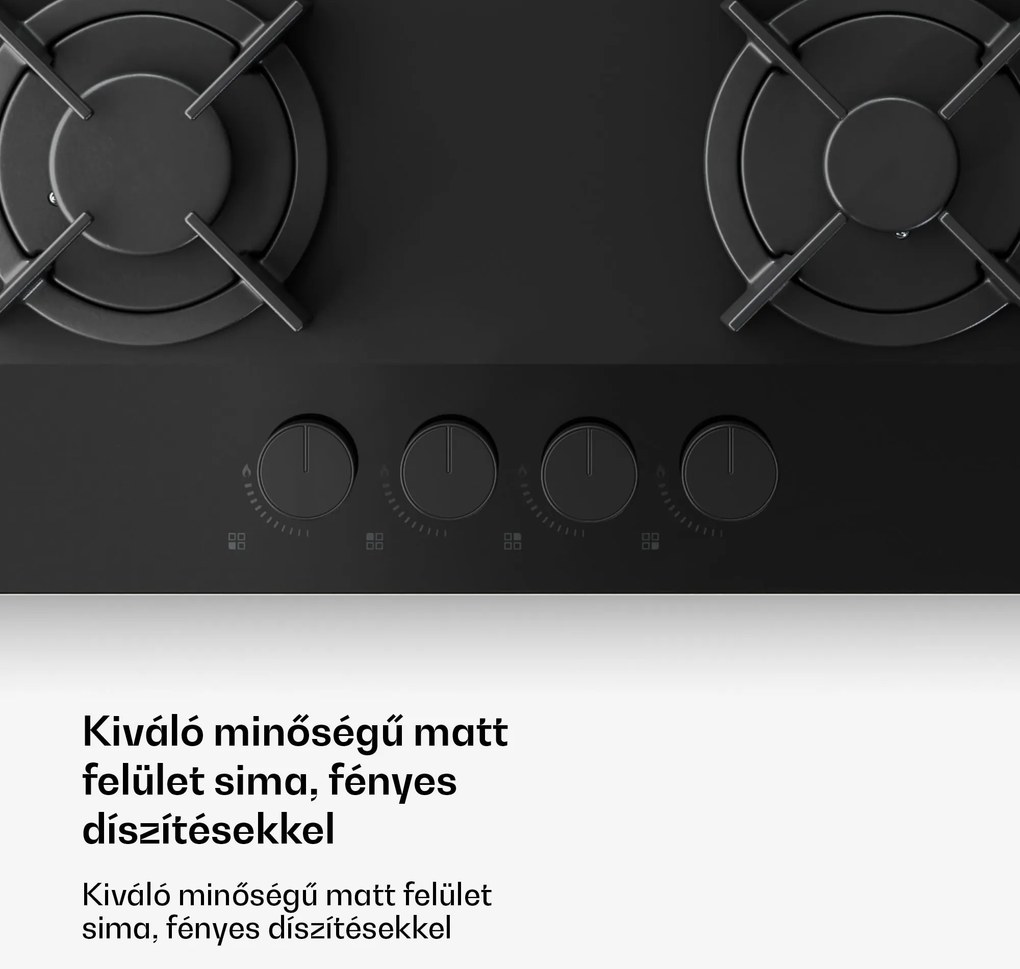 Klarstein Velaire gázfőzőlap, 4 égős főzőlap elektromos gyújtással, kompatibilis földgázzal és LPG-vel, 8000W, 60cm