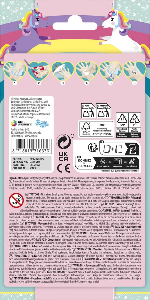 Unikornis Rainbow tetkó 12 db-os