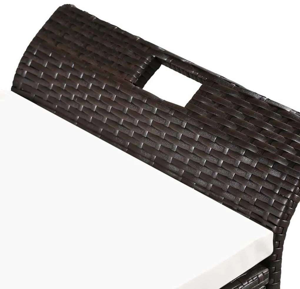 Barna polyrattan tárolópad párnával 138 cm