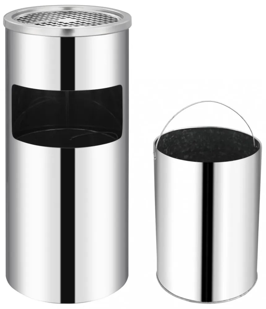 rozsdamentes acél fali szemeteskuka hamutartóval 26 liter