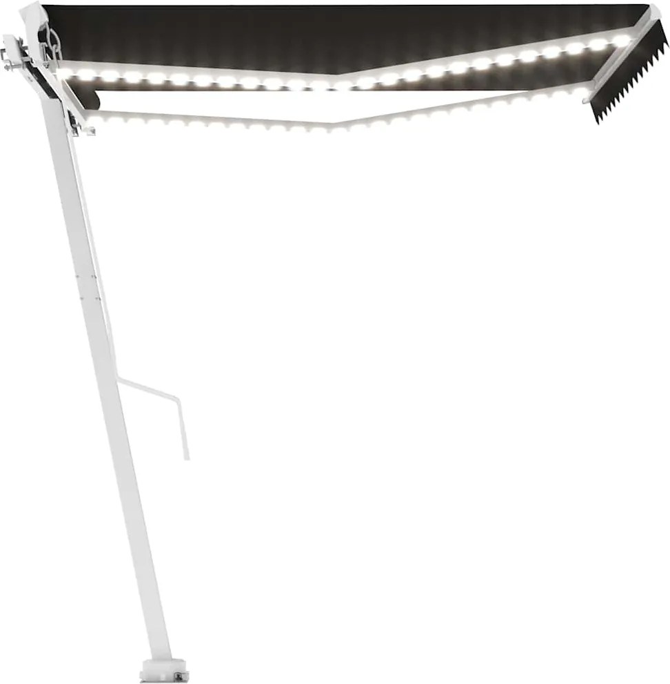 vidaXL antracitszürke kézzel kihúzható LED-es napellenző 350 x 250 cm