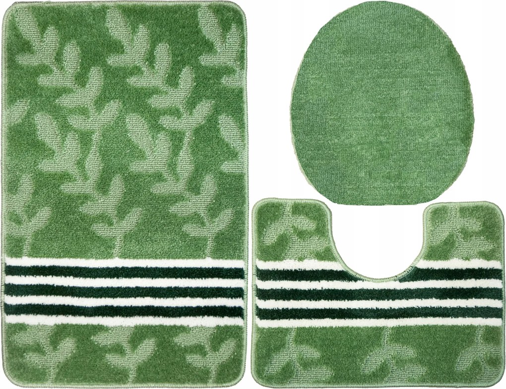 3 részes Gumírozott Puha Fürdőszobai Szőnyeg Szett Wc-hez MIX Minták