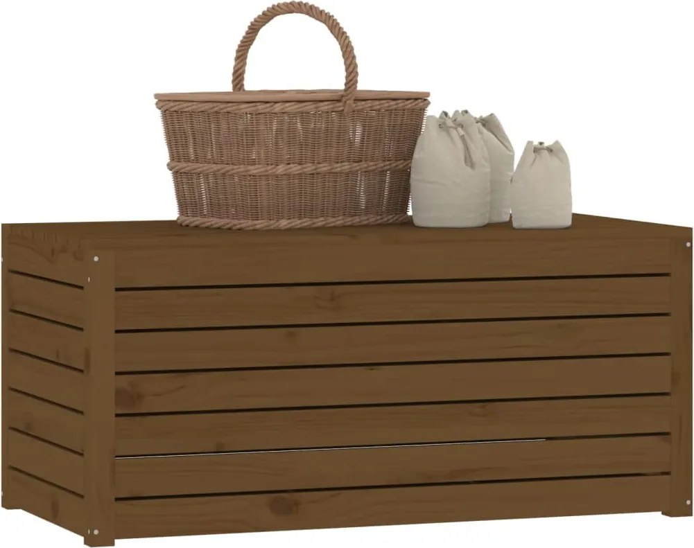 vidaXL mézbarna tömör fenyőfa kerti láda 101 x 50,5 x 46,5 cm