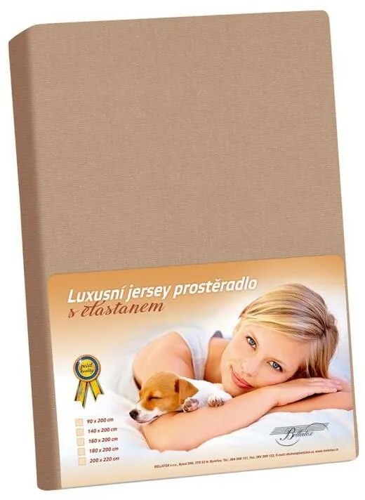 Jersey lepedő elasztán kávéval , 120 x 200 cm
