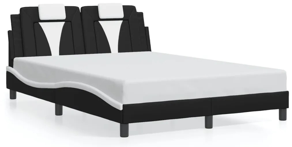 fekete és fehér ágykeret Viana LED-ekkel matrac nélkül 140 x 190 cm