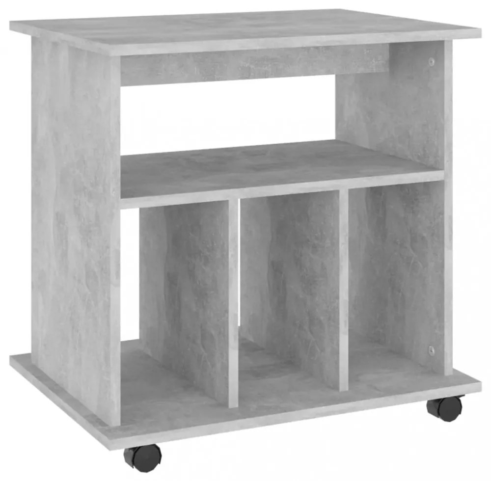betonszürke szerelt fa kerekes szekrény 60 x 45 x 60 cm
