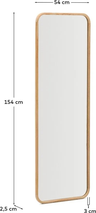 Fali tükör tömörfa kerettel 54x154 cm Milsa – Kave Home