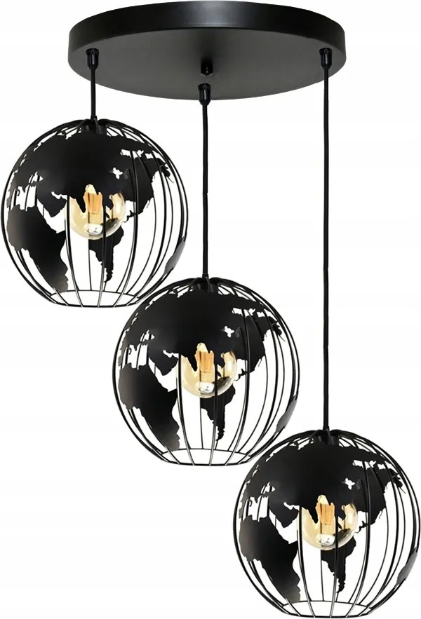 Csillár Mennyezeti Lámpa Lógó Földgömb 3 Fekete Lámpa Csillárok A Nappaliba
