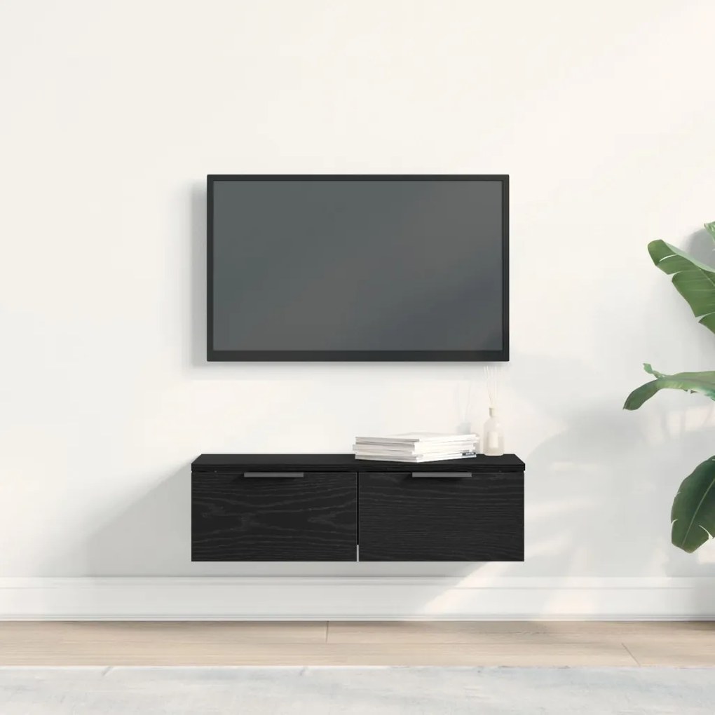 Fekete Tölgy Fali Szekrény 68x30x20 cm Műgyantából