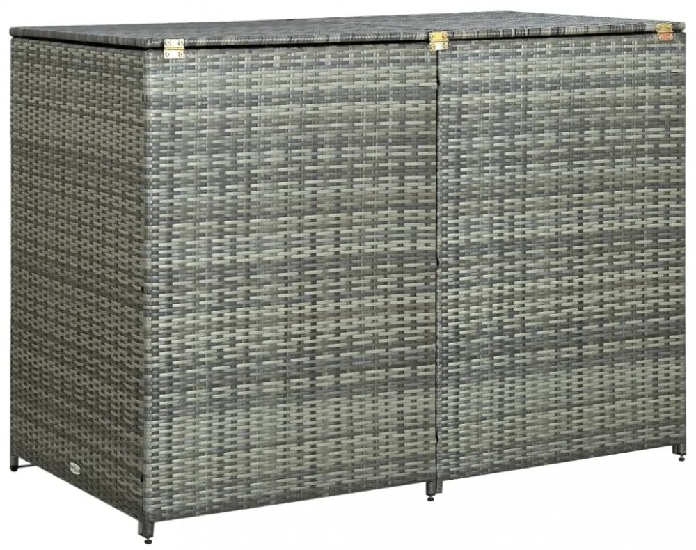 antracit polyrattan dupla tároló gurulós kukához 148x77x111 cm