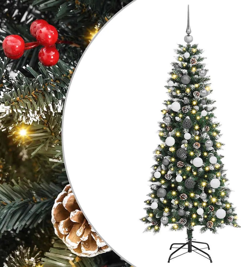 vidaXL Mű karácsonyfa 150 LED-del Zöld 150 cm PVC és Műanyag és Acél
