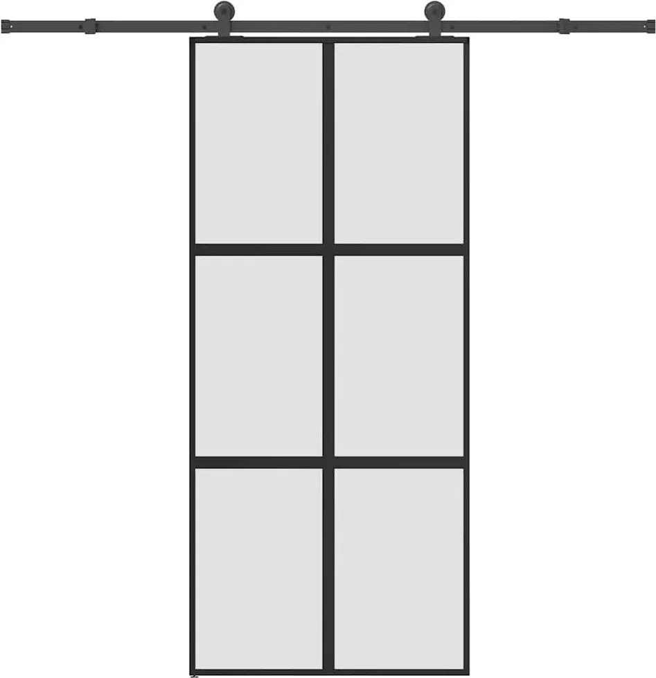 vidaXL tolóajtó vasalattal 90x205 cm edzett üveg&Alumínium