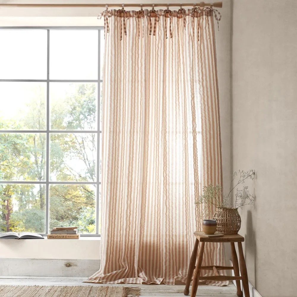 Terrakotta színű fényáteresztő függöny 140x183 cm Zanzibar Stripe – Pineapple Elephant