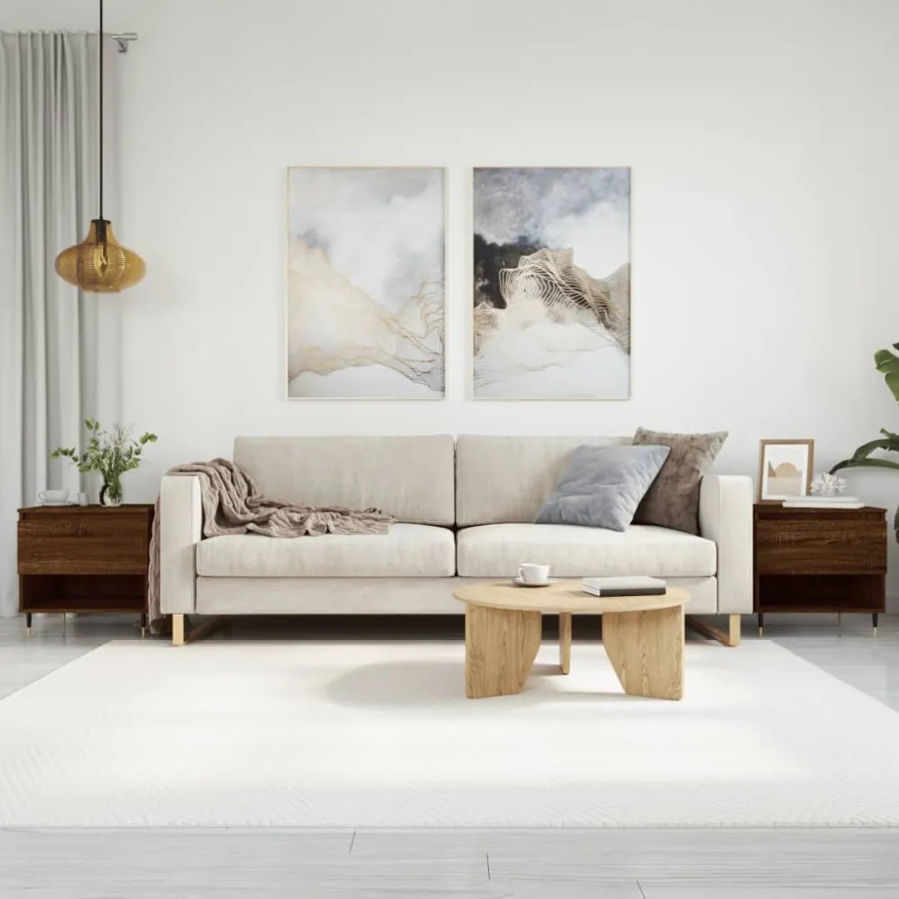 2 db barna tölgy szerelt fa dohányzóasztal 50 x 46 x 50 cm