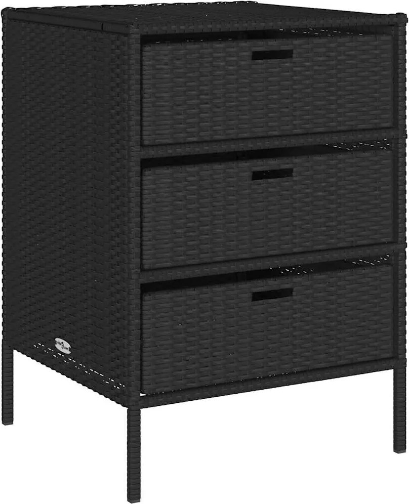 vidaXL fekete polyrattan kerti tárolószekrény 55 x 59 x 80 cm