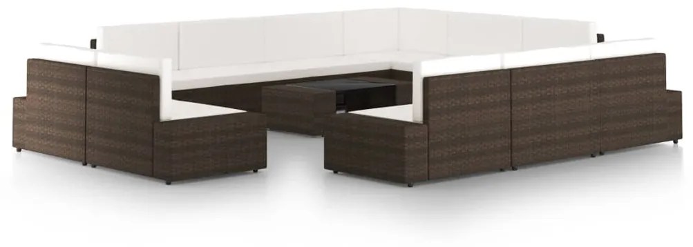 vidaXL 12 részes barna polyrattan kerti ülőgarnitúra párnákkal