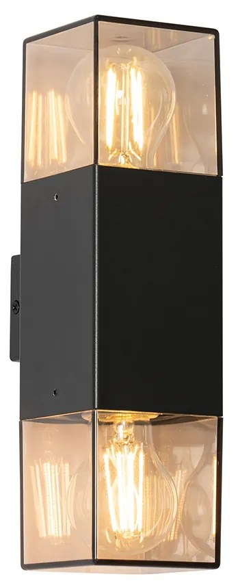 Kültéri fali lámpa fekete füstös búrával 2-lámpás IP44 - Denmark