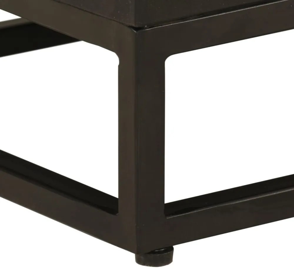 fekete tömör mangófa és vas TV-szekrény 110 x 30 x 40 cm