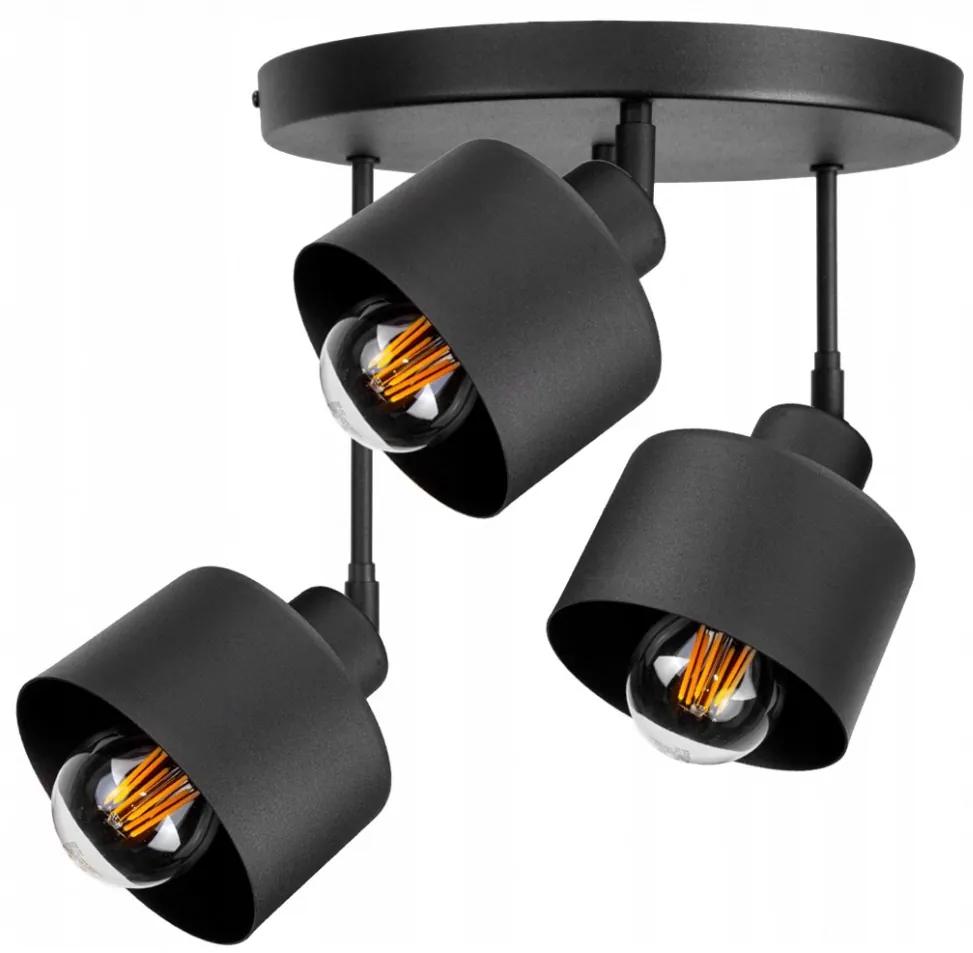 Glimex LAVOR állítható mennyezeti lámpa fekete 3x E27 + ajándék LED izzók