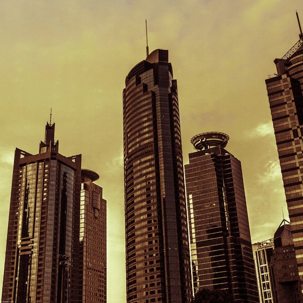 Poszter 40x40cm Panoráma Sanghaj 2, Assaf Frank