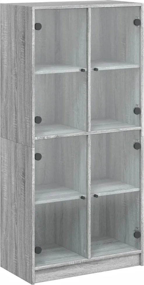 vidaXL szürke sonoma színű magasszekrény ajtókkal 68x37x142 cm