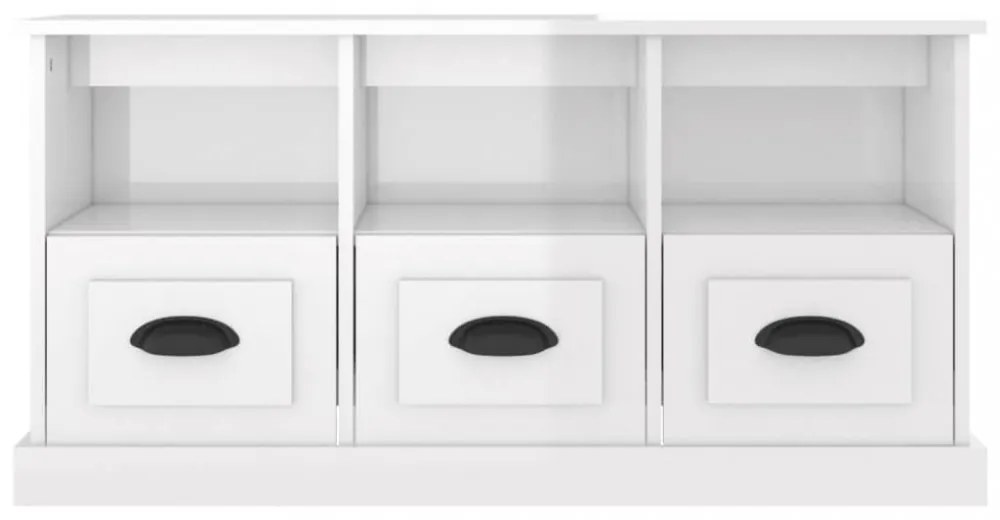 fehér magasfényű szerelt fa TV-szekrény 100x35x50 cm