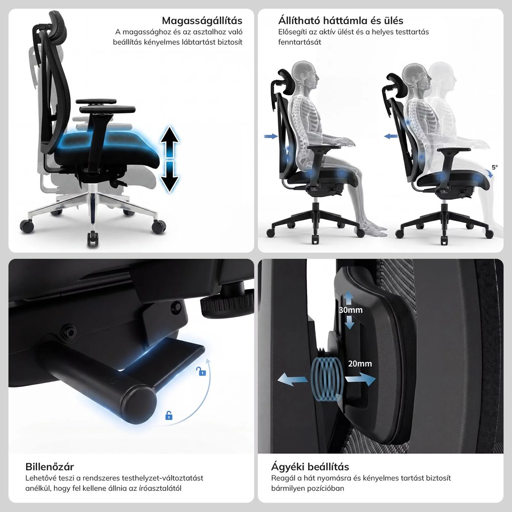 Ergonómikus, forgó irodai szék, barna: VECTOR