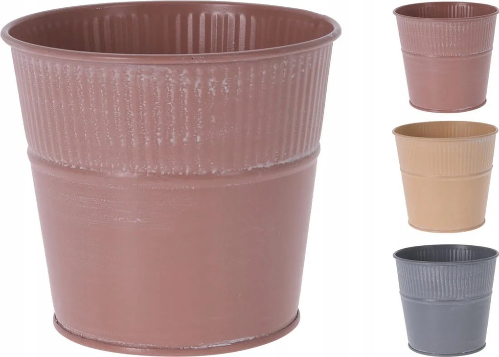 Dekoratív virágcserép 12,5 cm-es fémből, színkeverék