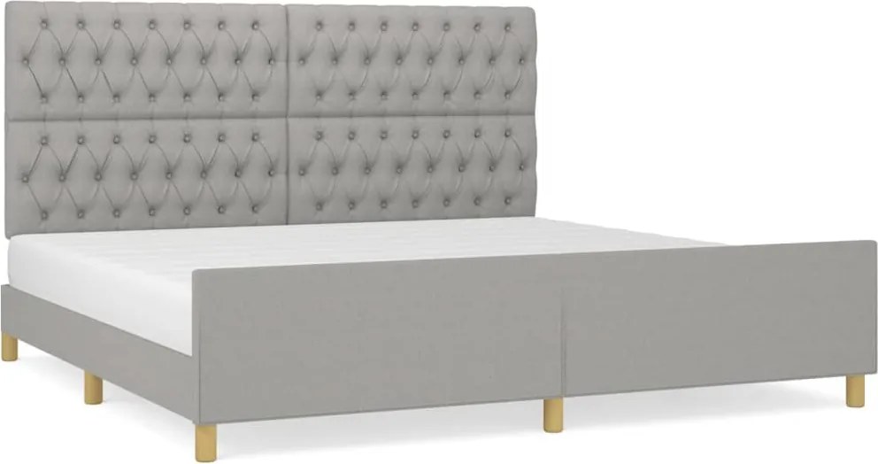vidaXL világosszürke szövet ágykeret fejtámlával 200x200 cm