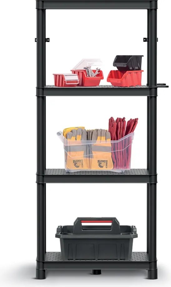 Műhelypolc STACKARO SOLID SMALL, 58x28x131,5cm, fekete Prosperplast