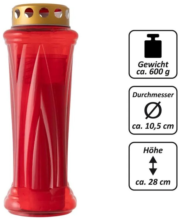 NEXOS Temetési gyertya piros 28 cm 3 db