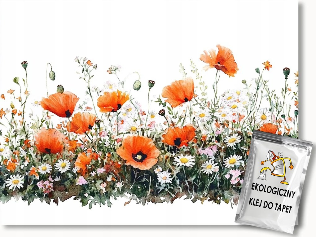 Fotótapéta Flizelina Pipacsok Margaréták Virágok Rét Növények 350x250 ragasztó