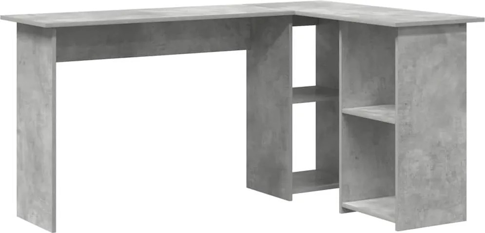 vidaXL Asztal polcokkal Beton Szürke 142 x 102 x 73 cm Faanyag