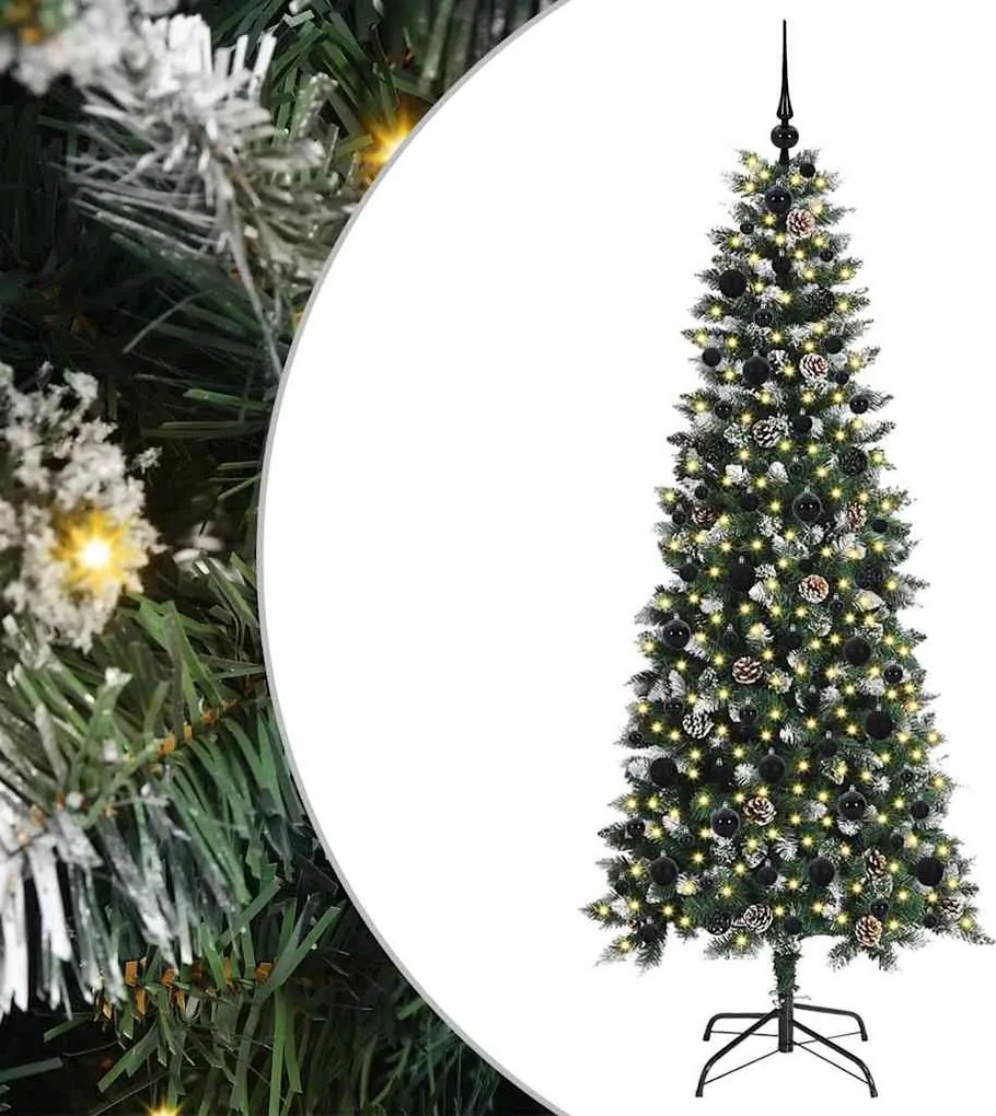 vidaXL Mű karácsonyfa 300 LED-del Zöld 180 cm PVC és Műanyag és Acél